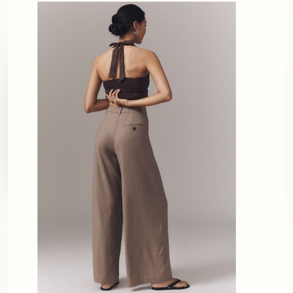NWT Anthropologie Maeve The Avery Pleated Wide Leg Linen Trousers Pants - Picture 3 of 9